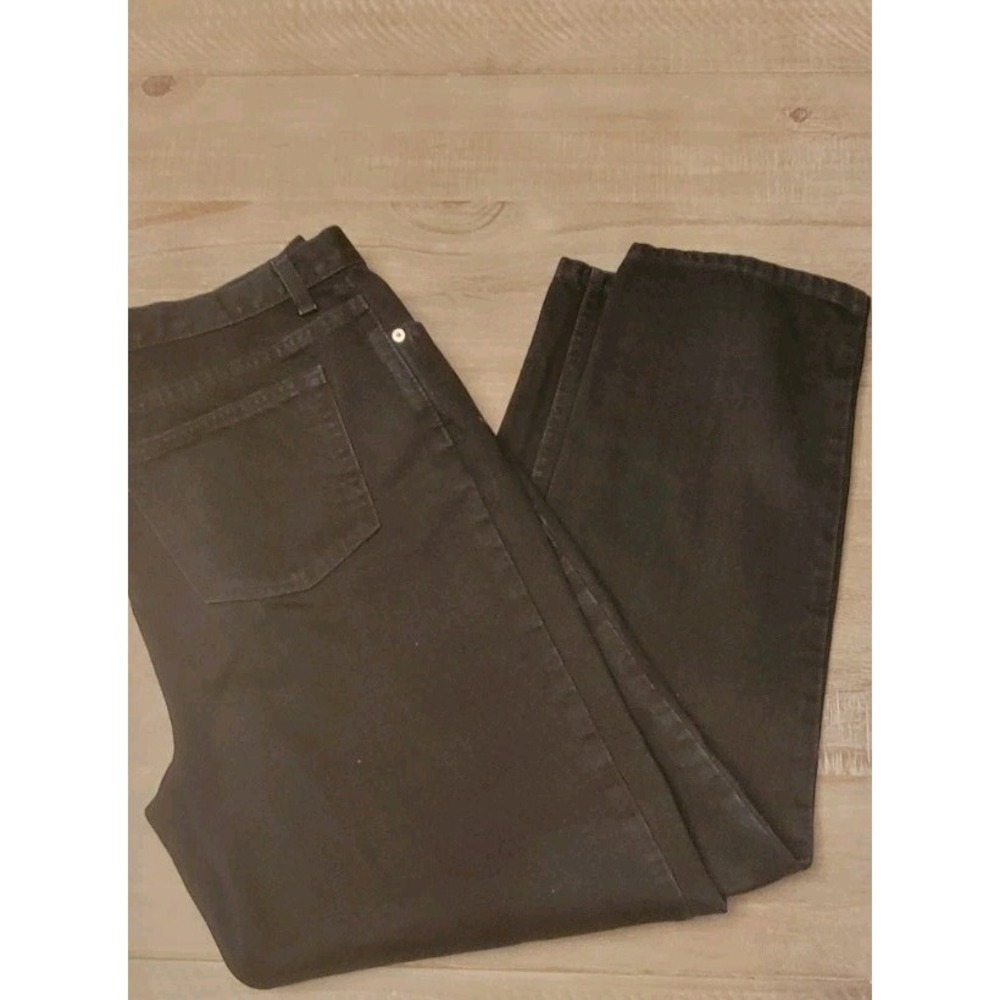 Lands End Pull On Jeans womens sz 16 Black Elastic skinny pockets Boyfriend
